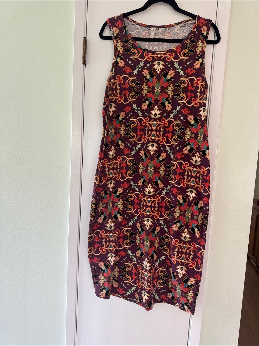 Xhilaration Burgundy Multicolor Printed Midi Dress